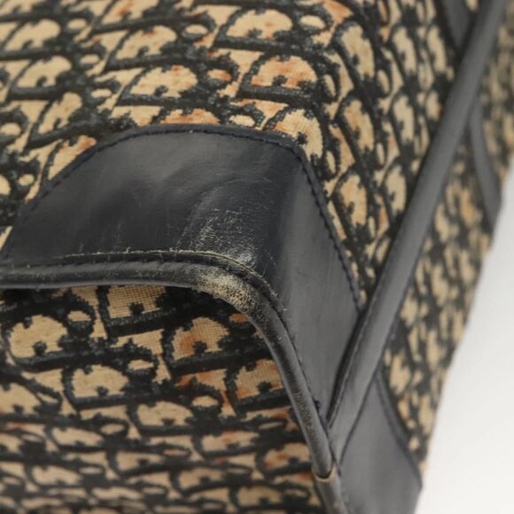 Christian Dior Trotter Canvas Hand Bag Navy Gold Auth 126103 - Picture 5 of 16